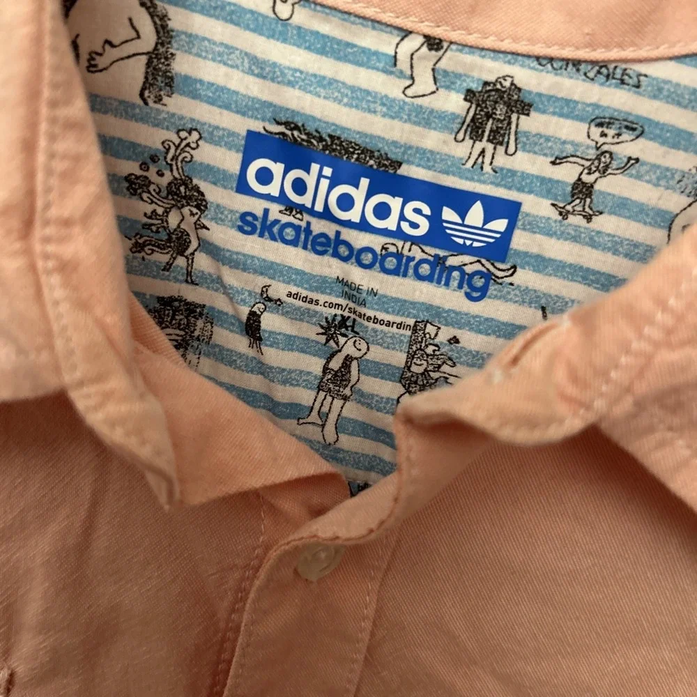 Adidas Skateboarding XL‎ Peach Long Sleeves Pocket Front Shirt